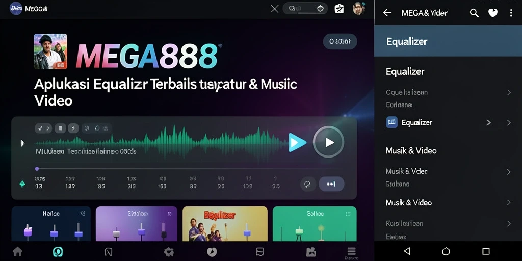 Antarmuka utama MEGA888 dengan fungsi Equalizer yang intuitif.