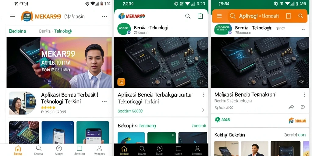 Antarmuka MEKAR99 menampilkan berita teknologi terbaru dengan jelas dan menarik.