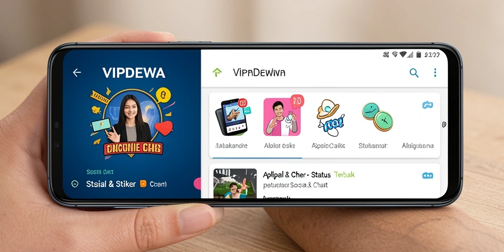 Tampilan aplikasi VIPDEWA dengan berbagai pilihan stiker.